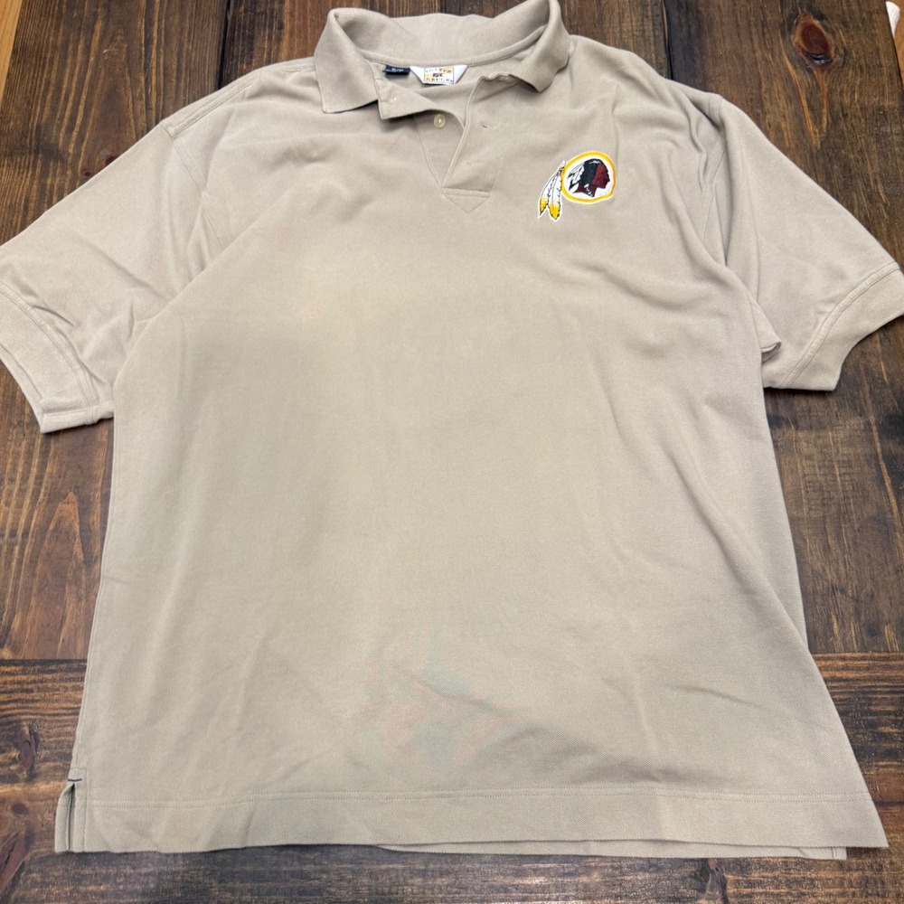 Cutter & Buck Mens Washington Redskins Polo Shirt Tan XL Vintage NFL Football‎